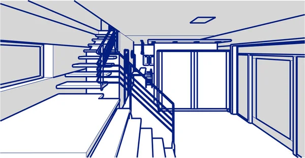 Innenraum Küche Wohnzimmer Illustration — Stockvektor