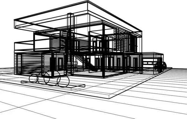 Townhouse Architectonische Schets Illustratie — Stockvector