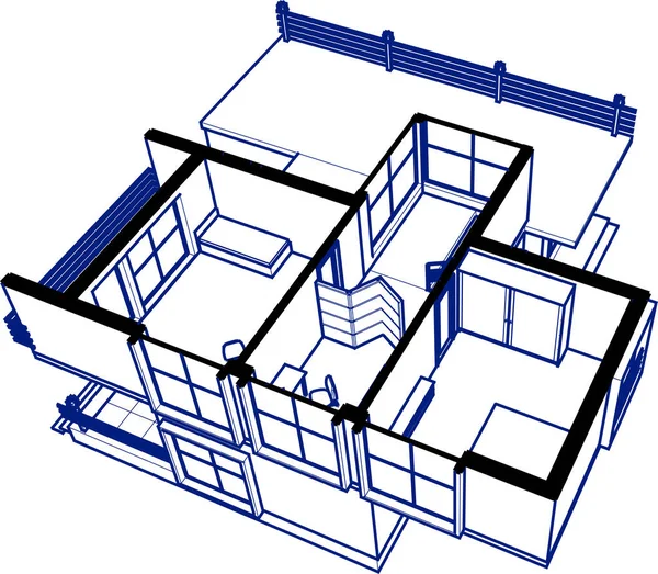 Maison Ville Esquisse Architecturale Illustration — Image vectorielle