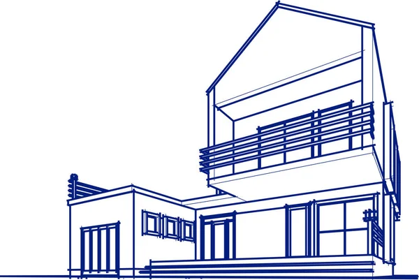 Townhouse Architectonische Schets Illustratie — Stockvector