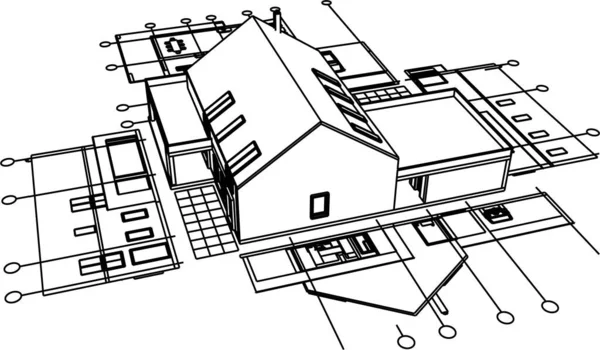 Townhouse Architectonische Schets Illustratie — Stockvector