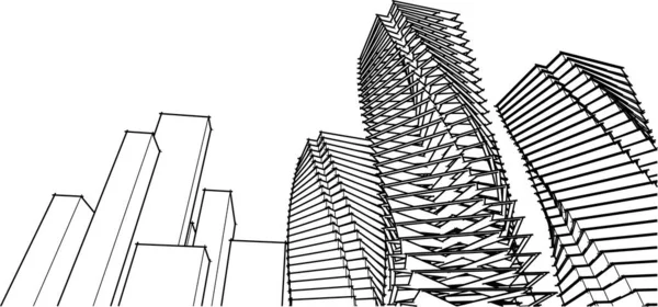Abstrakt Arkitektur Illustration Bakgrund — Stock vektor