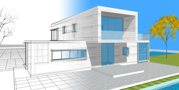 House Architectural Sketch Illustration — Stock Photo, Image