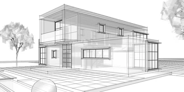 House Architectural Sketch Illustration — Stock Photo, Image