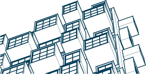 Architecture Moderne Abstraite Façade Modulaire Illustration — Image vectorielle