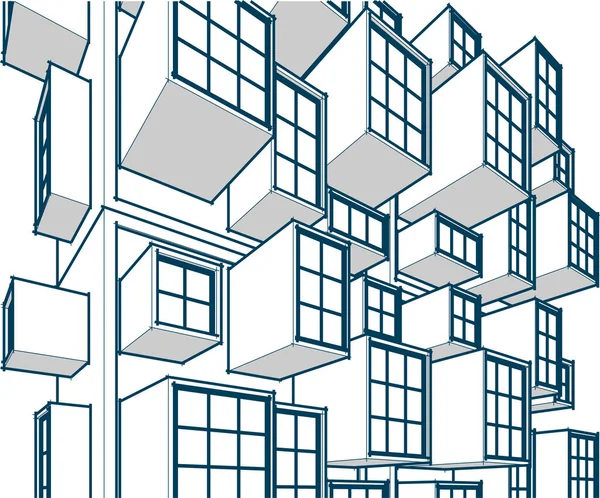 Arquitectura Moderna Abstracta Fachada Modular Ilustración — Vector de stock