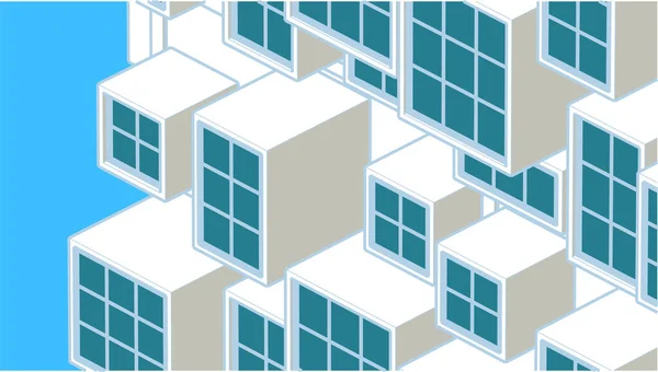 Arquitectura Moderna Abstracta Fachada Modular Ilustración — Vector de stock