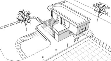 ev mimarisi çizimi 3d illüstrasyon