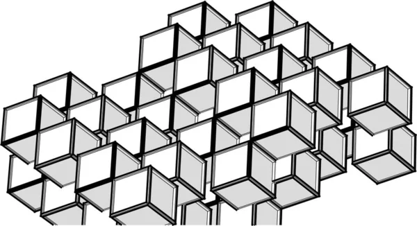 Blokjes Abstracte Geometrie Rendering — Stockvector