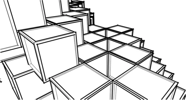 Cubos Abstrato Geometria Renderização — Vetor de Stock