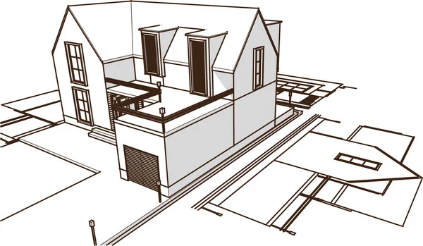 Plano Casa Desenho Arquitetônico Ilustração — Vetor de Stock