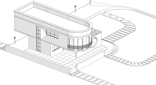 Casa Schizzo Architettonico Illustrazione — Vettoriale Stock