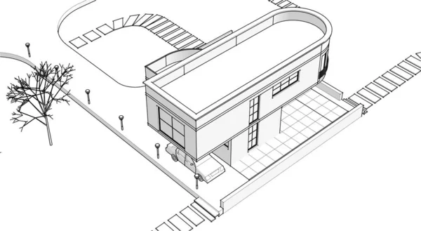 Casa Desenho Arquitetônico Ilustração — Vetor de Stock