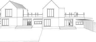 ev mimarisi çizimi 3d illüstrasyon