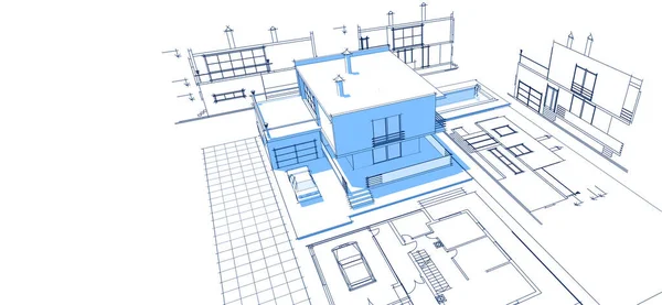 house project plan 3d rendering