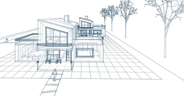 House Architectural Sketch Illustration — Stock Photo, Image