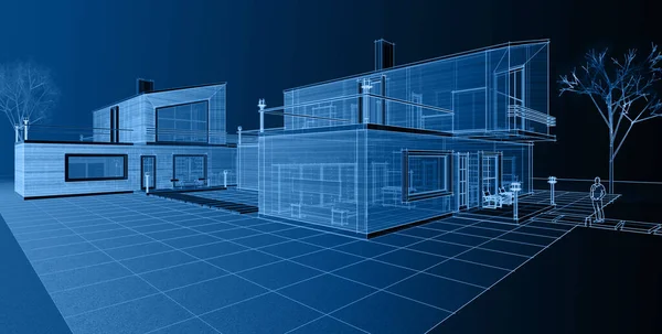 Архитектурный Эскиз Дома Иллюстрация — стоковое фото