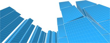 soyut modern mimari modüler cephe 3D illüstrasyon