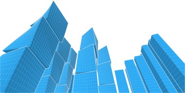 soyut modern mimari modüler cephe 3D illüstrasyon