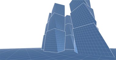 soyut modern mimari modüler cephe 3D illüstrasyon