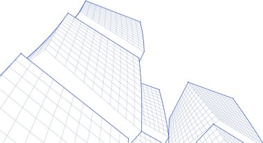 soyut modern mimari modüler cephe 3D illüstrasyon