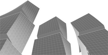 soyut modern mimari modüler cephe 3D illüstrasyon