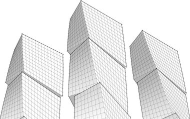 soyut modern mimari modüler cephe 3D illüstrasyon