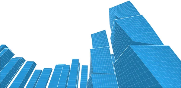 soyut modern mimari modüler cephe 3D illüstrasyon