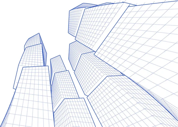 soyut modern mimari modüler cephe 3D illüstrasyon