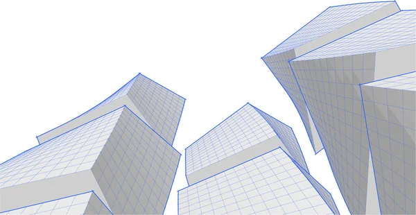 Abstracte Moderne Architectuur Modulaire Gevel Illustratie — Stockvector