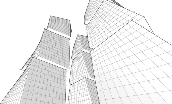 Elvont Modern Építészet Moduláris Homlokzat Illusztráció — Stock Vector