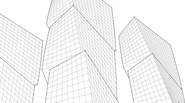 soyut modern mimari modüler cephe 3D illüstrasyon