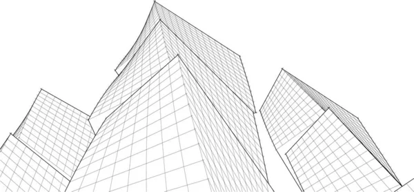 Абстрактная Современная Архитектурная Модульная Иллюстрация Фасада — стоковый вектор