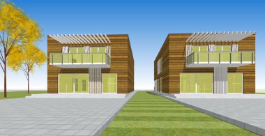 soyut kübik ev 3d oluşturma