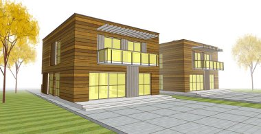 soyut kübik ev 3d oluşturma