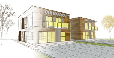 soyut kübik ev 3d oluşturma