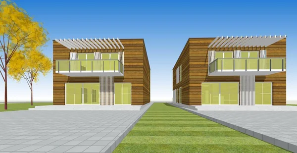 soyut kübik ev 3d oluşturma