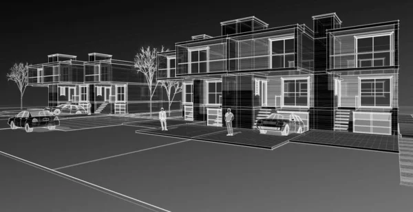 Townhouse Architectural Sketch Illustration — Stock Photo, Image