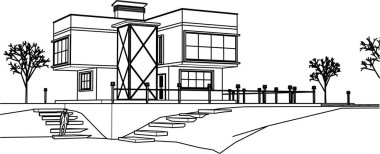 ev mimarisi çizimi 3d illüstrasyon