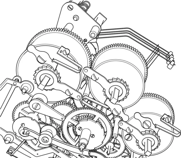 saat mekanizması şeması 3d oluşturma