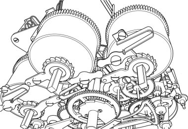 saat mekanizması şeması 3d oluşturma