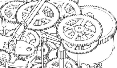 saat mekanizması şeması 3d oluşturma