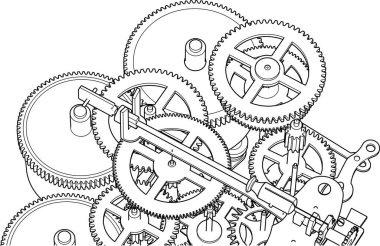 saat mekanizması şeması 3d oluşturma