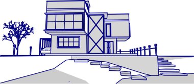 ev mimarisi çizimi 3d illüstrasyon