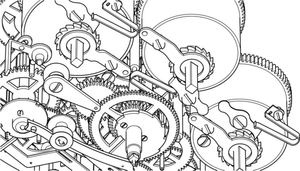 Klokmechanismeschema Rendering — Stockvector