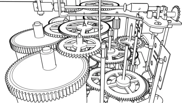 Mécanisme Horloge Schéma Rendu — Image vectorielle