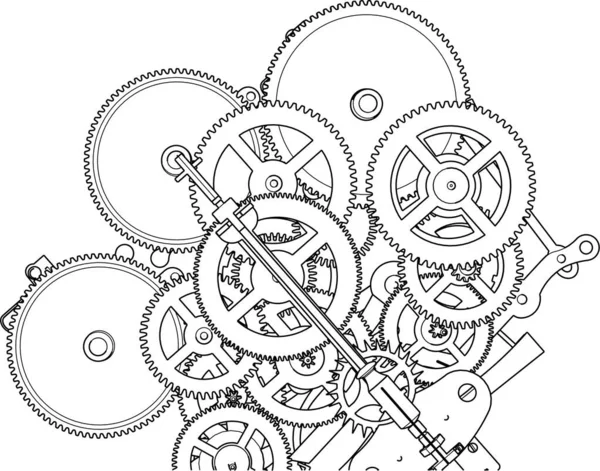 Klokmechanismeschema Rendering — Stockvector