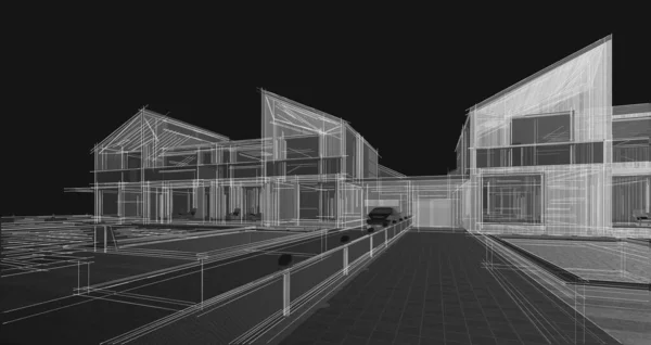 Архитектурный Эскиз Дома Иллюстрация — стоковое фото