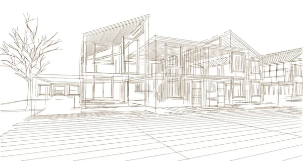 ev mimarisi çizimi 3d illüstrasyon