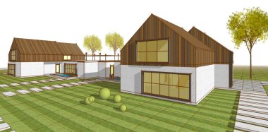 ev mimarisi çizimi 3d illüstrasyon